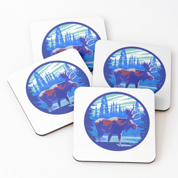 Item preview, Vintage Wilderness Moose Forest Badge Vector Illustration designed and sold by BrewChef.