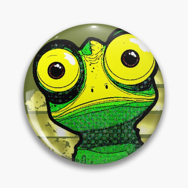 Item preview, Kawaii Chameleon with Big Yellow Eyes, Retro Comic Book Style, Green designed and sold by AstronautMerch.