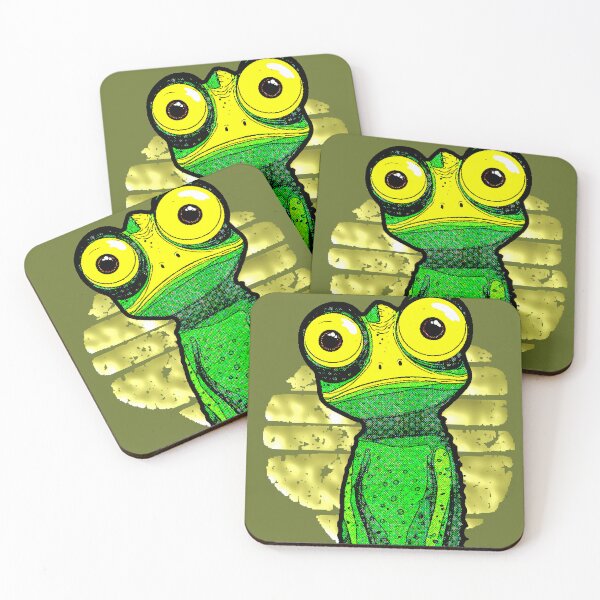 Item preview, Kawaii Chameleon with Big Yellow Eyes, Retro Comic Book Style, Green designed and sold by AstronautMerch.