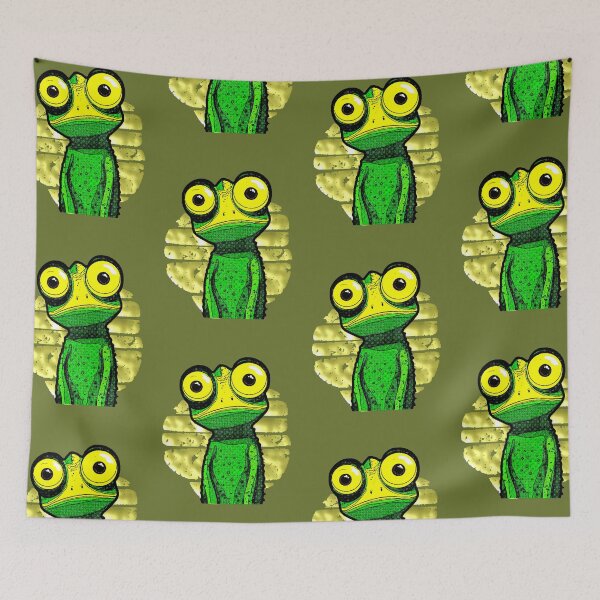 Item preview, Kawaii Chameleon with Big Yellow Eyes, Retro Comic Book Style, Green designed and sold by AstronautMerch.
