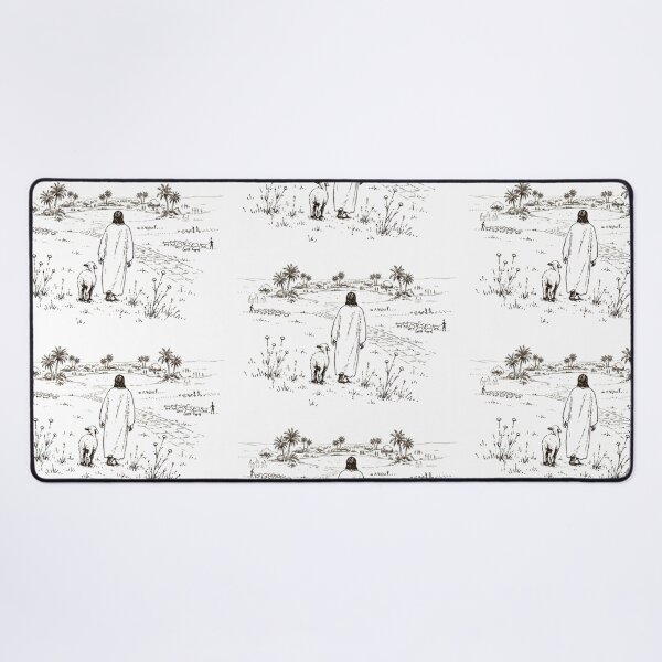 Item preview, Jesus Walking with a Lamb – Peaceful Biblical Sketch of the Good Shepherd designed and sold by RaresS.