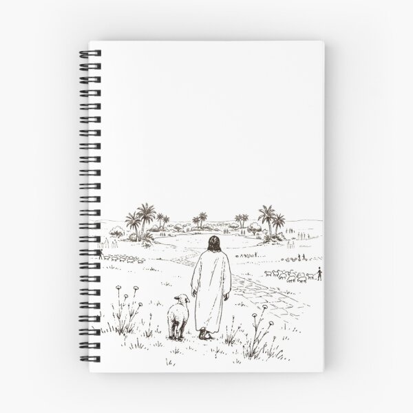 Item preview, Jesus Walking with a Lamb – Peaceful Biblical Sketch of the Good Shepherd designed and sold by RaresS.