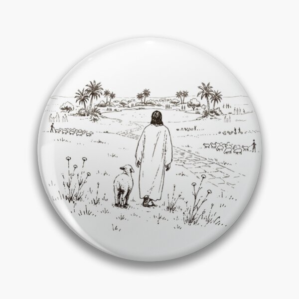 Item preview, Jesus Walking with a Lamb – Peaceful Biblical Sketch of the Good Shepherd designed and sold by RaresS.