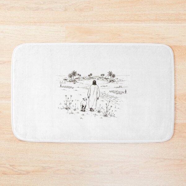 Item preview, Jesus Walking with a Lamb – Peaceful Biblical Sketch of the Good Shepherd designed and sold by RaresS.