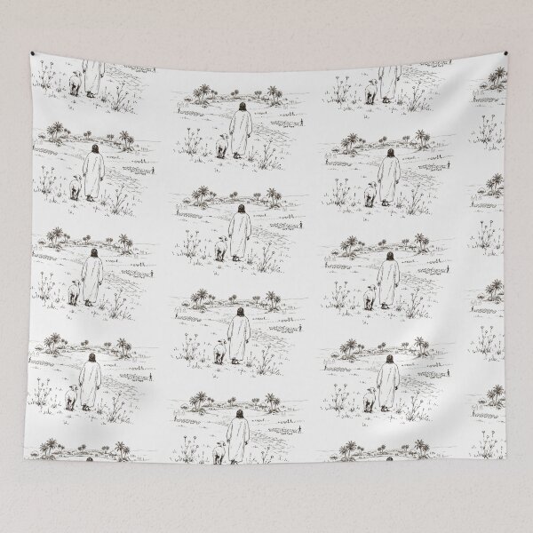 Item preview, Jesus Walking with a Lamb – Peaceful Biblical Sketch of the Good Shepherd designed and sold by RaresS.