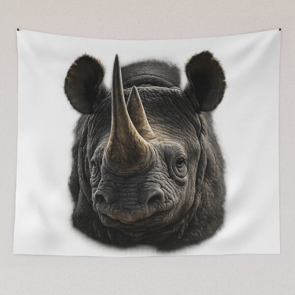 Item preview, Black Rhino Face  | Hyper Realistic Rhino Head Graphic Design for T-Shirt Print designed and sold by ArhaanFashions.