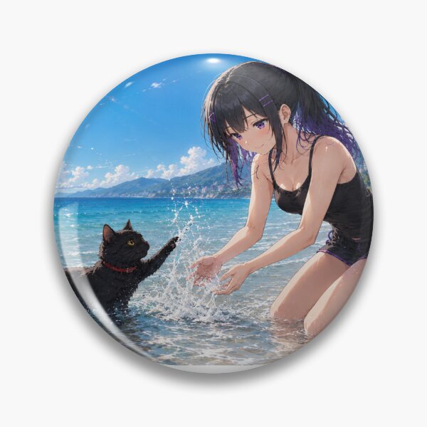 Item preview, Koshin & Kuroneko -Playing in the water at the beach- designed and sold by KOSHIN-NO-KAZE.