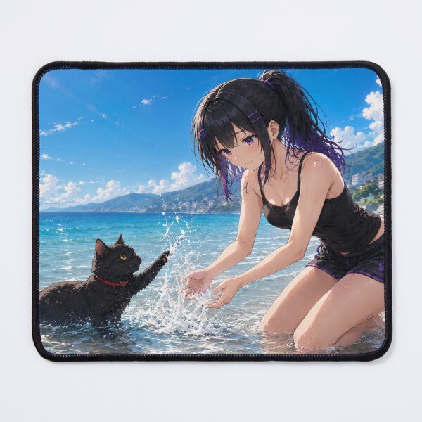 Item preview, Koshin & Kuroneko -Playing in the water at the beach- designed and sold by KOSHIN-NO-KAZE.
