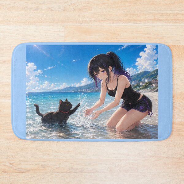 Item preview, Koshin & Kuroneko -Playing in the water at the beach- designed and sold by KOSHIN-NO-KAZE.
