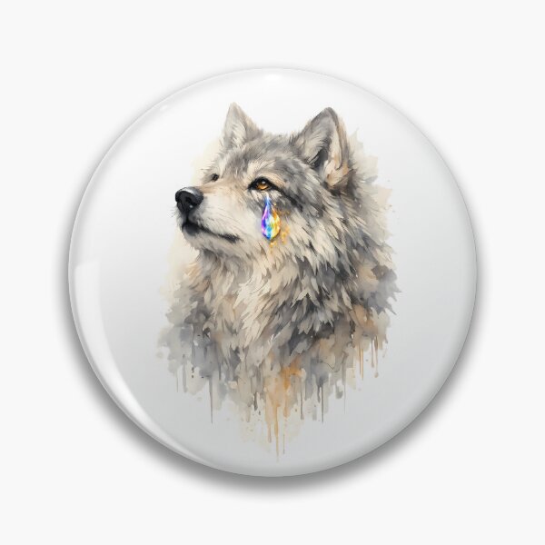 Item preview, Emotional Rainbow Tear Wolf | Watercolor Majestic Crying Wolf Art designed and sold by AbderraimArt.