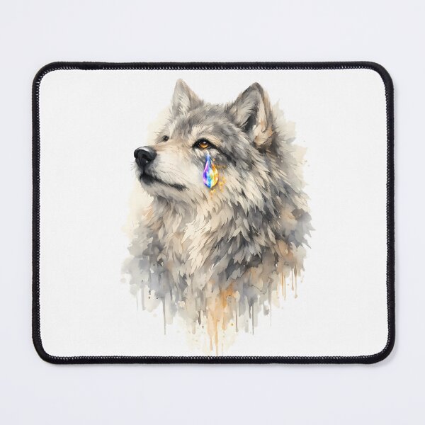 Item preview, Emotional Rainbow Tear Wolf | Watercolor Majestic Crying Wolf Art designed and sold by AbderraimArt.
