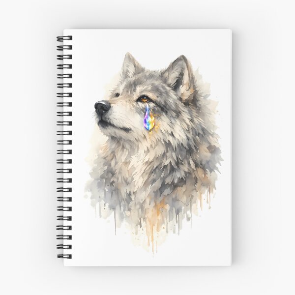 Item preview, Emotional Rainbow Tear Wolf | Watercolor Majestic Crying Wolf Art designed and sold by AbderraimArt.