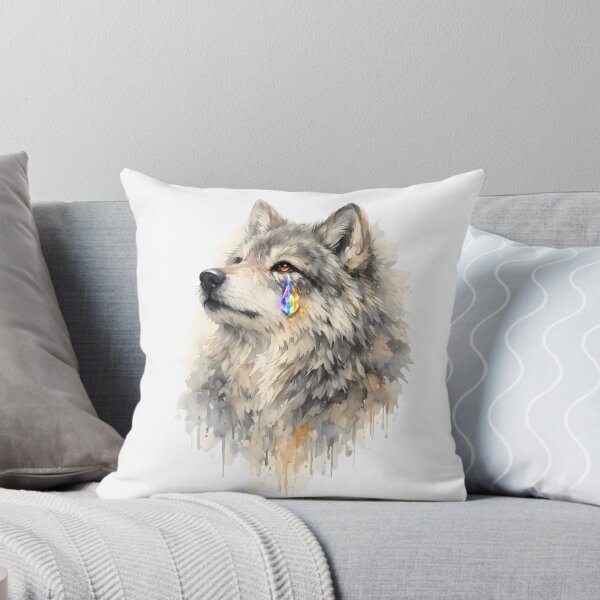 Item preview, Emotional Rainbow Tear Wolf | Watercolor Majestic Crying Wolf Art designed and sold by AbderraimArt.