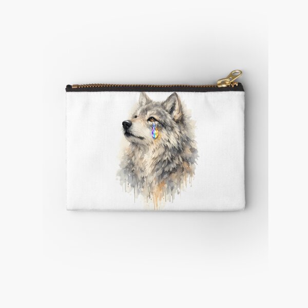 Item preview, Emotional Rainbow Tear Wolf | Watercolor Majestic Crying Wolf Art designed and sold by AbderraimArt.
