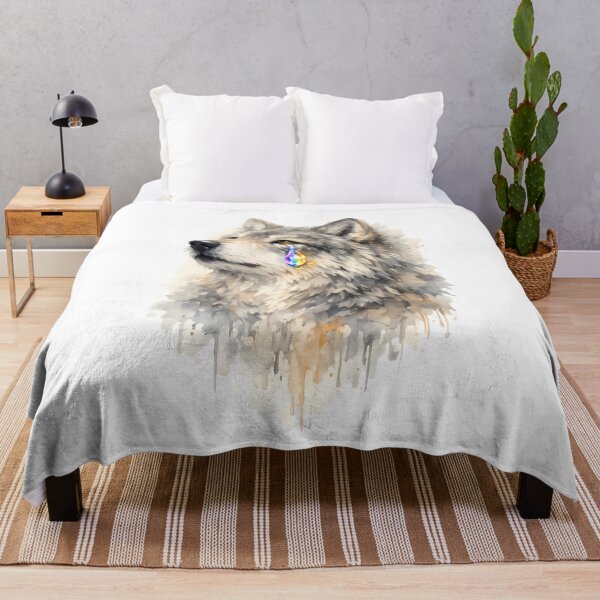 Item preview, Emotional Rainbow Tear Wolf | Watercolor Majestic Crying Wolf Art designed and sold by AbderraimArt.