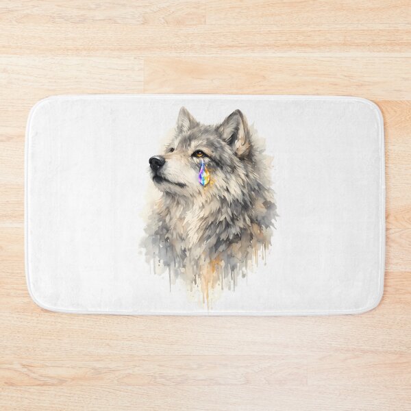 Item preview, Emotional Rainbow Tear Wolf | Watercolor Majestic Crying Wolf Art designed and sold by AbderraimArt.