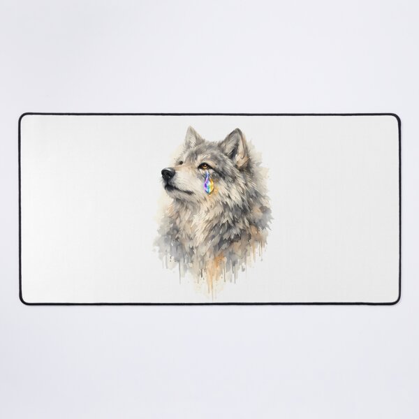 Item preview, Emotional Rainbow Tear Wolf | Watercolor Majestic Crying Wolf Art designed and sold by AbderraimArt.