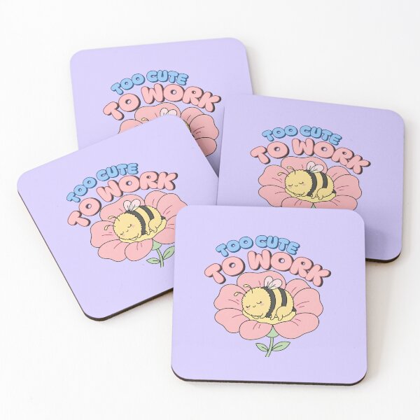 Aperçu de l'œuvre Trop mignon pour travailler – Illustration de fleur kawaii d'abeille endormie créée et vendue par Nabzea.