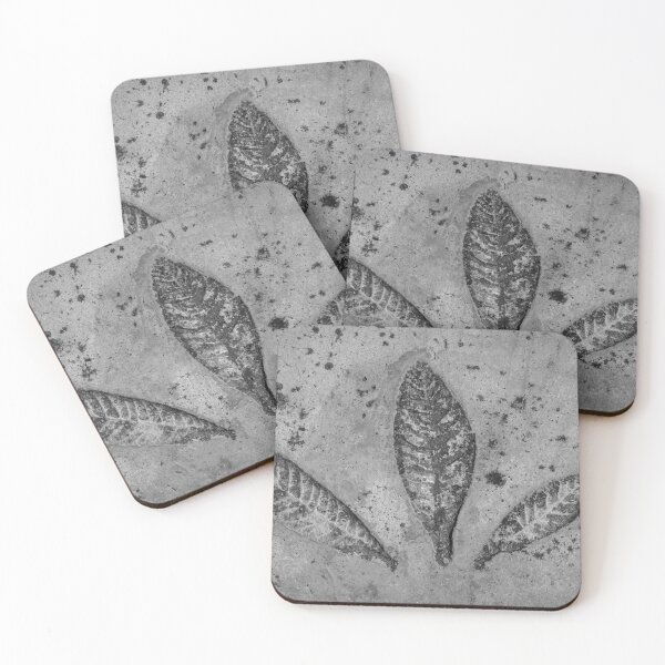 Item preview, Three Leaf Imprints In Weathered Concrete Texture, Monochrome Botanical Pattern designed and sold by Nmallia.