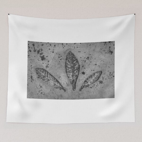 Item preview, Three Leaf Imprints In Weathered Concrete Texture, Monochrome Botanical Pattern designed and sold by Nmallia.