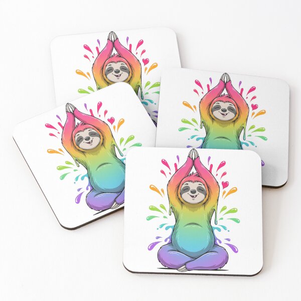 Item preview, Slow, Calm & Awesome Rainbow Sloth Yoga Cute Animal T-Shirt designed and sold by RBToper.
