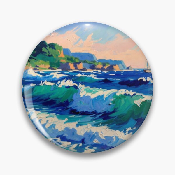 Item preview, Vibrant Impasto Ocean Wave Sailboat Coastal Landscape designed and sold by Nexus Space.