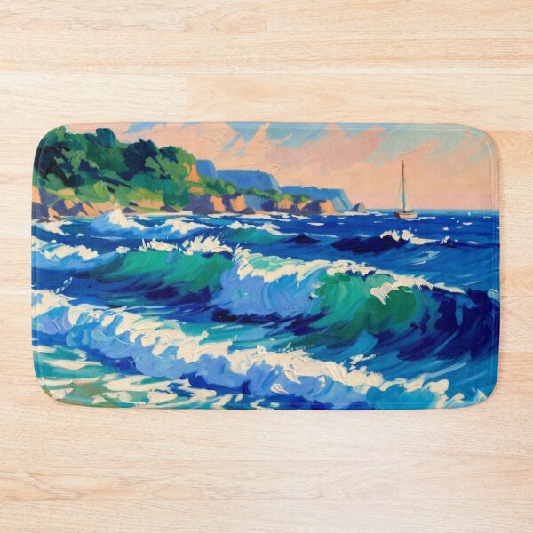 Item preview, Vibrant Impasto Ocean Wave Sailboat Coastal Landscape designed and sold by Nexus Space.