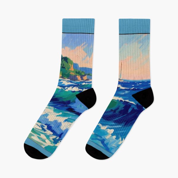 Item preview, Vibrant Impasto Ocean Wave Sailboat Coastal Landscape designed and sold by Nexus Space.
