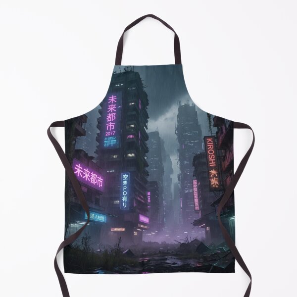Item preview, Rainy Cyberpunk Dystopian City with Neon Signs designed and sold by Pioneer Spirit Market.