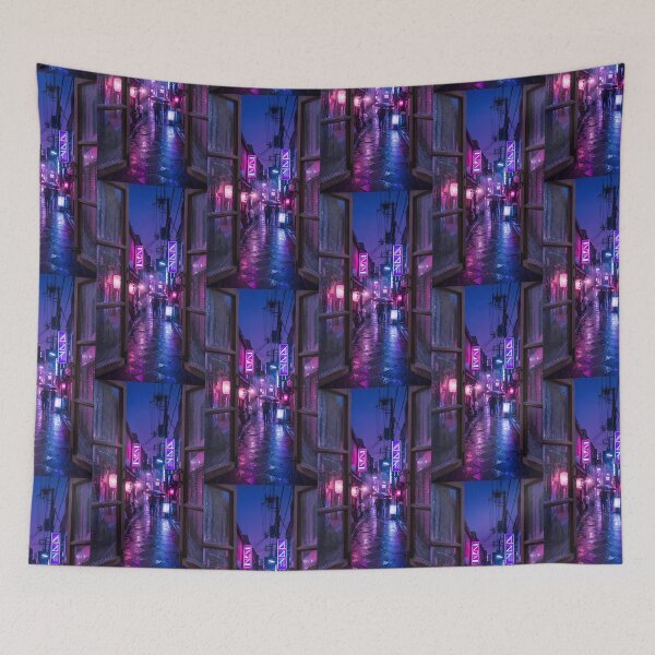 Item preview, Neon Japanese Alley Rainy Night Scene designed and sold by Itsheartshop.
