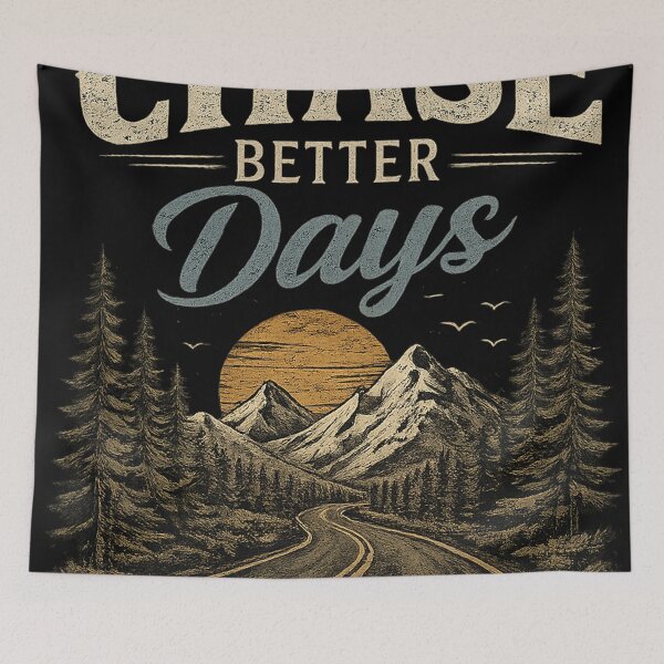 Item preview, Chase Better Days Vintage Mountain Road T-Shirt | Motivational Adventure Nature Graphic Tee designed and sold by NBT-NOVA.