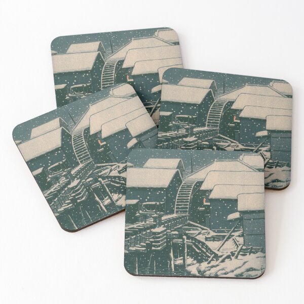 Item preview, Snow at Mukojima Watermill - Kawase Hasui Shin-hanga designed and sold by vekotpu.