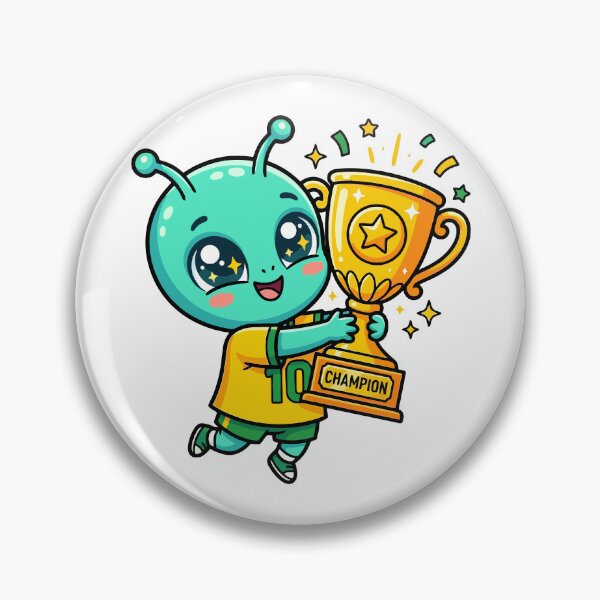Item preview, Cute Alien Champion Gold Trophy Soccer Cartoon designed and sold by dvsarts26.
