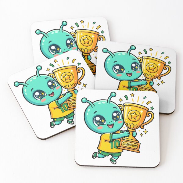 Item preview, Cute Alien Champion Gold Trophy Soccer Cartoon designed and sold by dvsarts26.