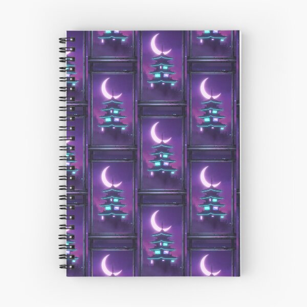 Item preview, Cyberpunk pagoda silhouette neon moon window designed and sold by Itsheartshop.
