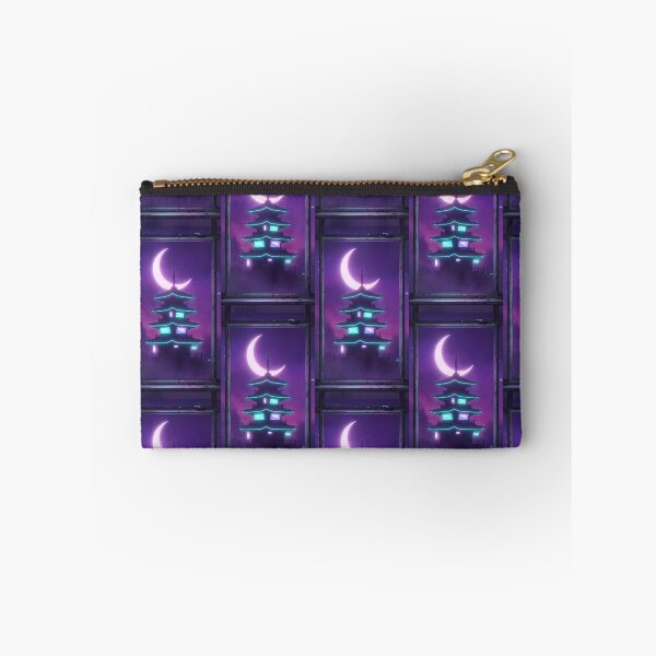 Item preview, Cyberpunk pagoda silhouette neon moon window designed and sold by Itsheartshop.