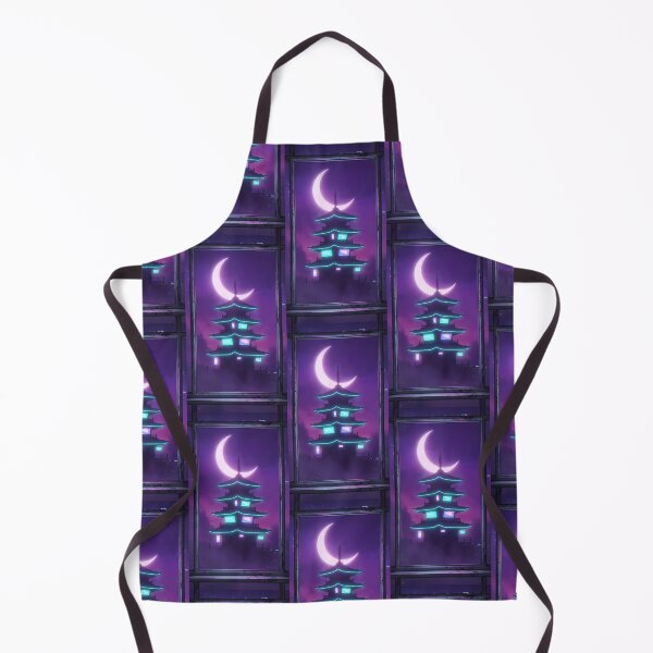 Item preview, Cyberpunk pagoda silhouette neon moon window designed and sold by Itsheartshop.