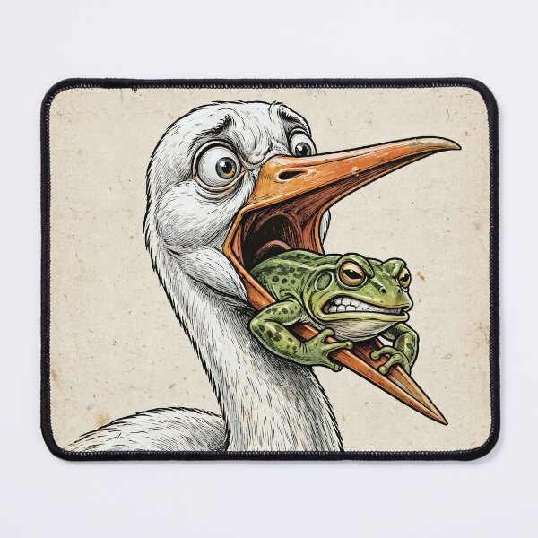 Item preview, Struggle for Survival: Frog Throttling Stork Vintage Poster designed and sold by Mike Kiev art.