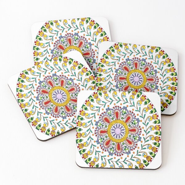 Item preview, Intricate Hand Drawn Folk Art Floral Mandala designed and sold by bmfkfk.