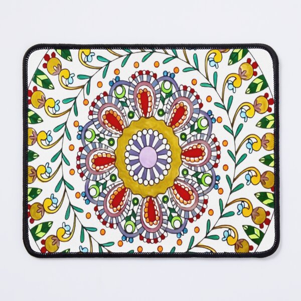 Item preview, Intricate Hand Drawn Folk Art Floral Mandala designed and sold by bmfkfk.