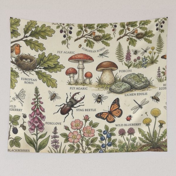 Item preview, Vintage Botanical Plate - Flora and Fauna of the Forest designed and sold by  MinJira_.