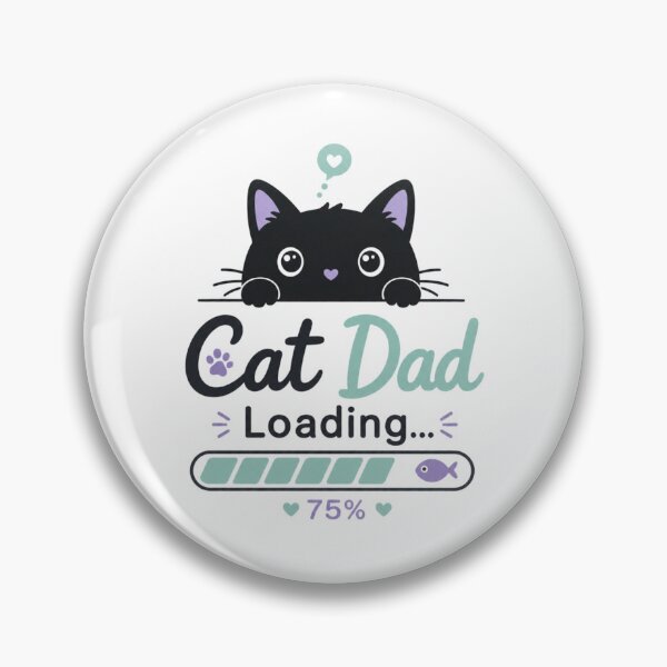 Item preview, Cat Dad Loading Minimalist Kawaii Black Cat T-Shirt Sticker designed and sold by Ashley critters.