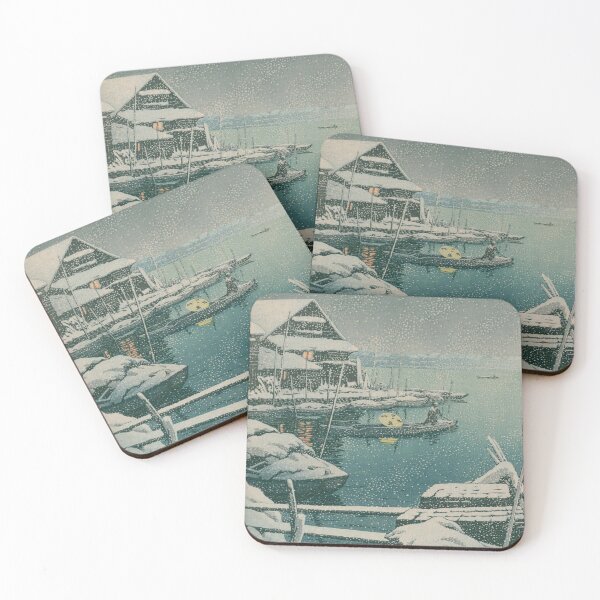 Item preview, Snow at Okawabata River - Kawase Hasui Shin-hanga designed and sold by vekotpu.