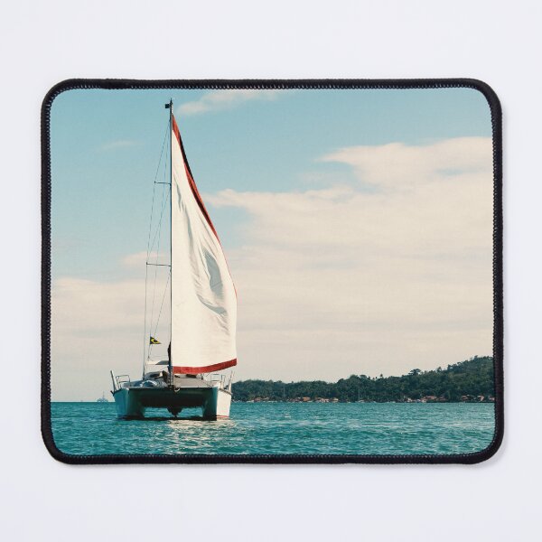 Item preview, White Catamaran Sailing on Turquoise Waters off the Coast of Brazil designed and sold by ThaCriações.