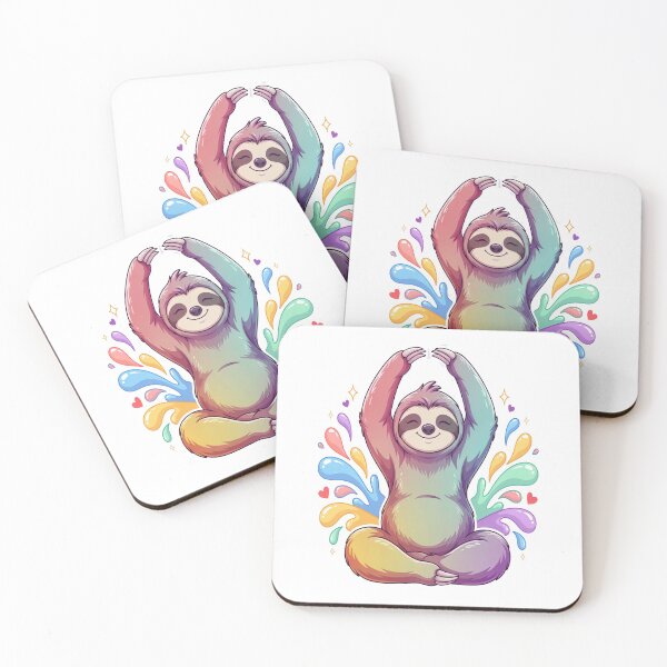 Item preview, Slow, Calm & Awesome Rainbow Sloth Yoga Cute Animal T-Shirt designed and sold by RBToper.
