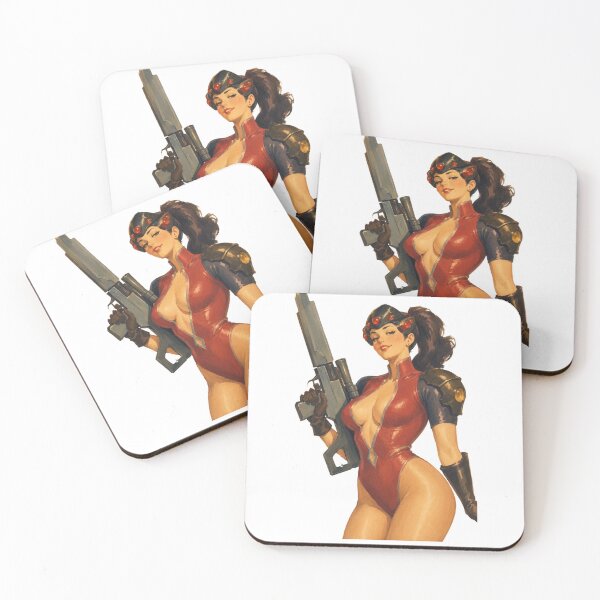 Item preview, Cyber Sniper Pinup – Retro Sci-Fi Heroine Vintage Art designed and sold by Cosplayvintage.