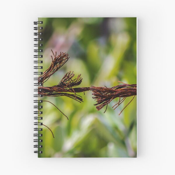 Item preview, Close-Up Of Frayed Rusty Wire Rope Breaking Under Tension Against Green Blurred Background designed and sold by Nmallia.