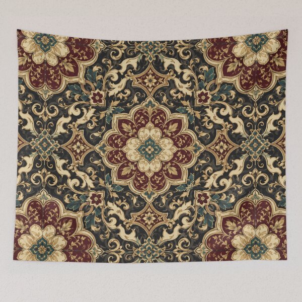 Item preview, Burgundy Gold Damask Seamless Ornamental Pattern designed and sold by vladvin.