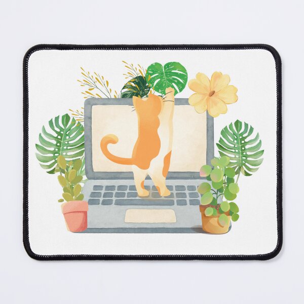 Item preview, Cute Orange Cat Stretching On Laptop Illustration designed and sold by StoriesInGrain.