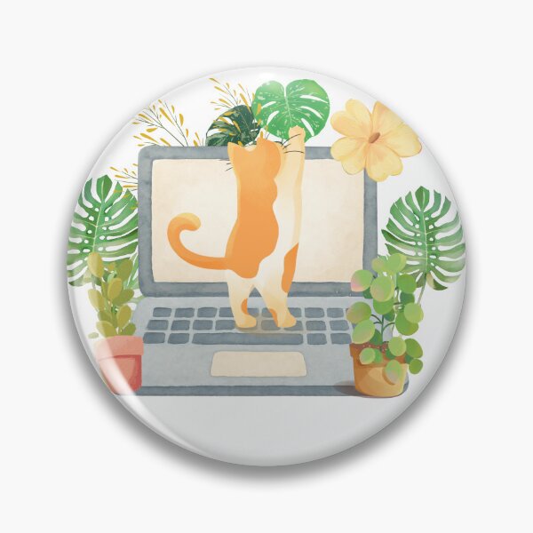 Item preview, Cute Orange Cat Stretching On Laptop Illustration designed and sold by StoriesInGrain.
